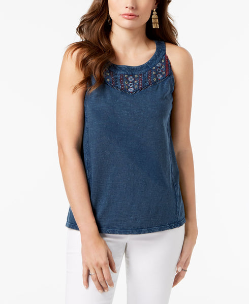 Style & Co Petite Sleeveless Embroidered Top